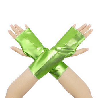 Women's Shiny Fingerless Short Gloves Shimmer Arm Warmers for Cosplay 1 Pair