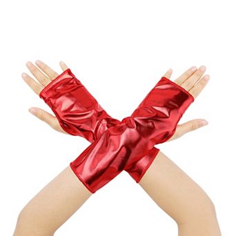 Women's Shiny Fingerless Short Gloves Shimmer Arm Warmers for Cosplay 1 Pair