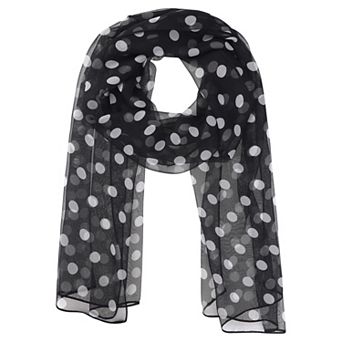 Women's Polka Dots Scarf Retro Sheer Long Scarves for All Season 63.0x19.7"