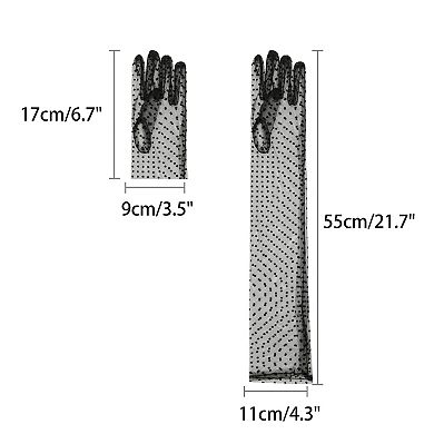 Women's Polka Dot Mesh Gloves Lace Tulle Organza Extra Long Evening Glove 1 Pair