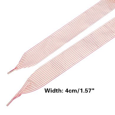 Women's 1 Pair Flat Ribbon Shoelaces Stripes Shoe Laces Sneakers 39.4"