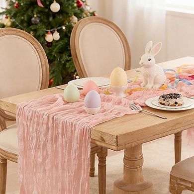 Pink Cheesecloth Table Runner, Boho Rustic Wedding & Spring Party Decor