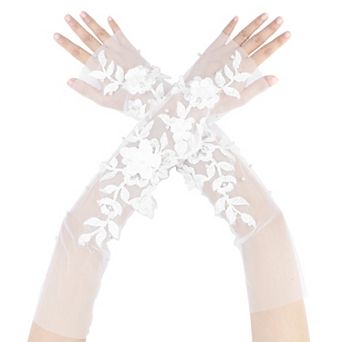 Women's Lace Gloves Arm Length Sleeves for Wedding Party 4.33x17.52x4.53"