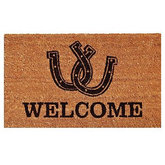 Horseshoe Welcome Doormat All-Season Coir Fiber 17x29 Inches