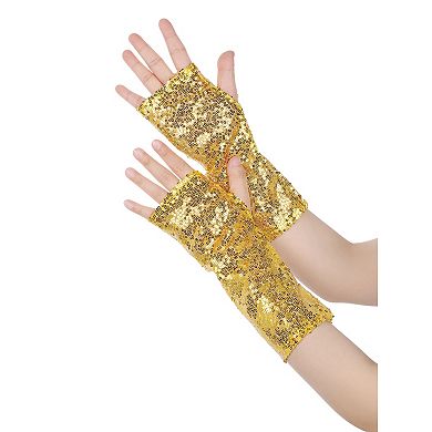 Women's Sparkly Sequin Shiny Arm Warmers Fingerless Gloves Shimmer for Party
