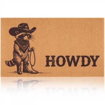 Funny Cowboy Raccoon Doormat Non-Slip Indoor Outdoor Porch Decoration 17"x29.5"