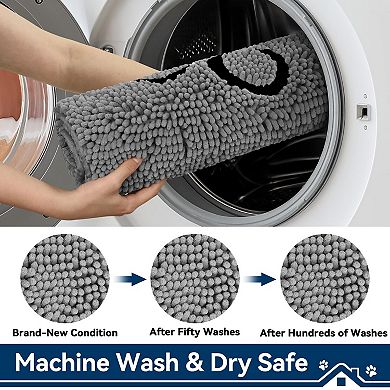 Super Absorbent Dog Door Mat 30"x20" Non-Slip Chenille Pet Rug, Machine Washable