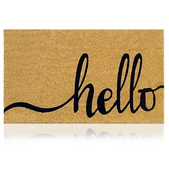 Hello Classic Coconut Shell Door Mat 17"x29" Heavy Duty Non-Slip Coconut Fiber Entrance Porch