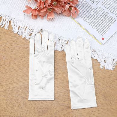 Women's Pearl White Lace Short Sheer Mesh Tulle for Wedding Party Opera