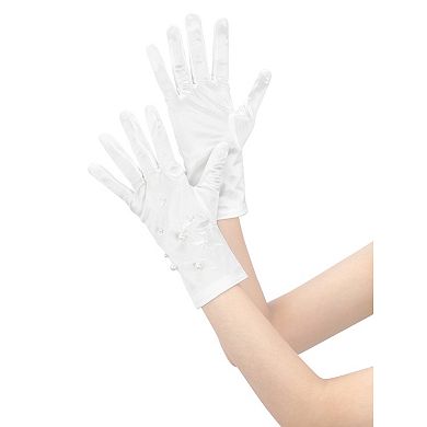 Women's Pearl White Lace Short Sheer Mesh Tulle for Wedding Party Opera