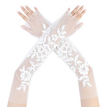 Women's Lace Gloves Arm Length Sleeves for Wedding Party 4.33x17.52x4.53"