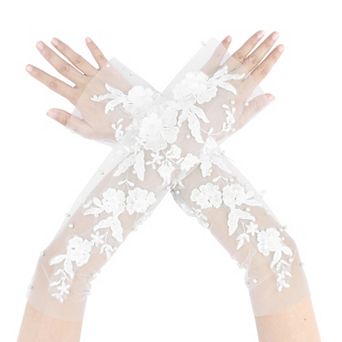 Women's Lace Gloves Arm Length Sleeves for Wedding Party 3.94x16.14x4.33"