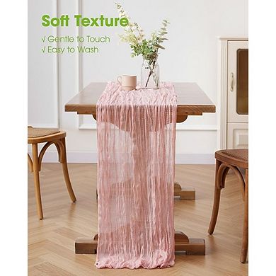 2-Pack Dusty Pink Cheesecloth Table Runners, Boho Wedding & Party Decor