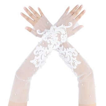Women's Lace Gloves Arm Length Sleeves for Wedding Party 4.33x17.52x4.53"