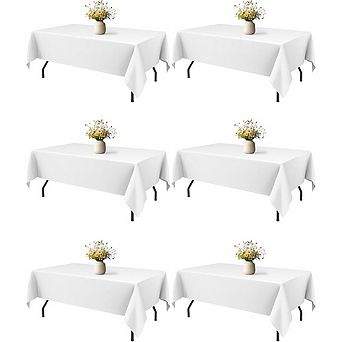 Polyester Tablecloth 6-Pack Washable Wrinkle-Resistant Rectangular Cover