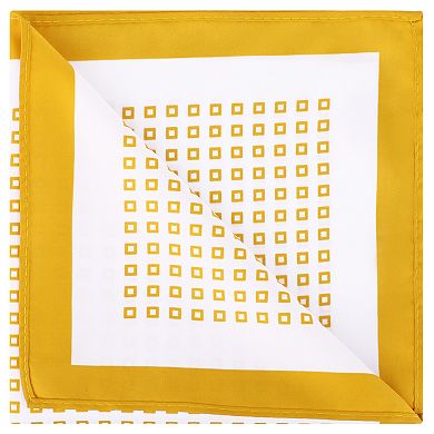 Men's Pocket Squares Checkered Print Silky Handkerchief with Solid Trim for Wedding Party
