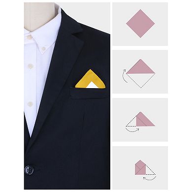 Men's Pocket Squares Checkered Print Silky Handkerchief with Solid Trim for Wedding Party