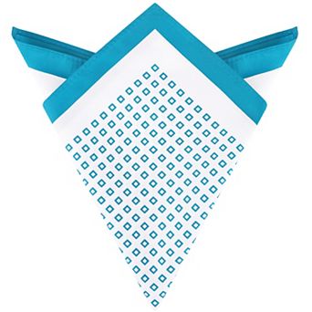 Men's Pocket Squares Checkered Print Silky Handkerchief with Solid Trim for Wedding Party
