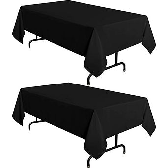 Black Polyester Tablecloth 2-Pack 60x102" Stain- & Wrinkle-Resistant