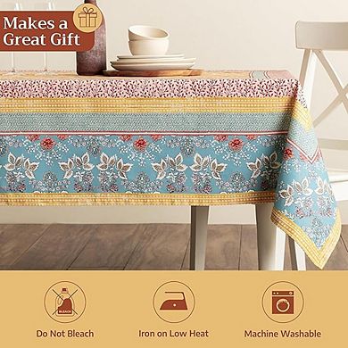 Cotton Rectangle Tablecloth Reusable Decorative Farmhouse Cover