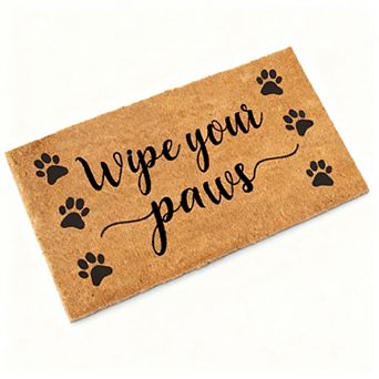 Wipe Your Paws Doormat Outdoor 30x17 Coir Welcome Mat Dog Cat Pet Lover Gift