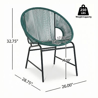 2-Piece Weather-Resistant Outdoor Wicker Dining Chairs