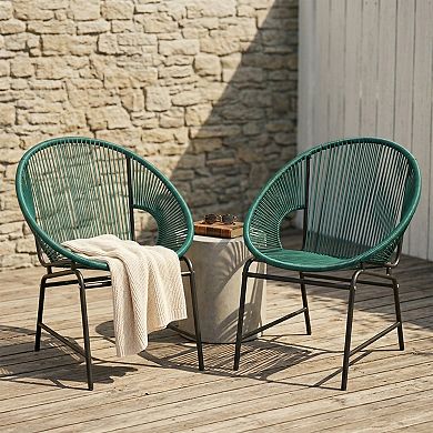 2-Piece Weather-Resistant Outdoor Wicker Dining Chairs