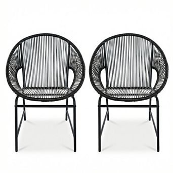 2 pc Weather-Resistant Outdoor Wicker Dining Chairs