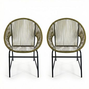 2 pc Weather-Resistant Outdoor Wicker Dining Chairs