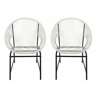 2 pc Weather-Resistant Outdoor Wicker Dining Chairs