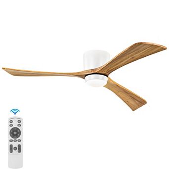 Modern 3 Wood Blades Flush Mount Standard Ceiling Fan with Integrated LED and Remote