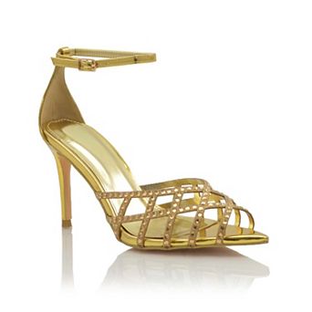 Rhinestone Strappy Ankle-Strap Stiletto Heel Sandals