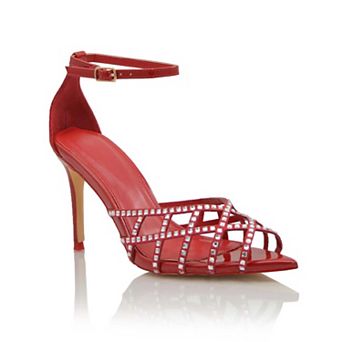 Rhinestone Strappy Ankle-Strap Stiletto Heel Sandals