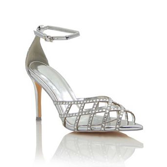 Rhinestone Strappy Ankle-Strap Stiletto Heel Sandals