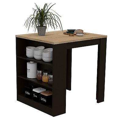 Tanna Kitchen Counter Dining Table ,Two Legs, Three Side Shelves