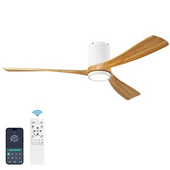 Modern 3 Wood Blades Flush Mount Standard Ceiling Fan with Integrated LED and Remote