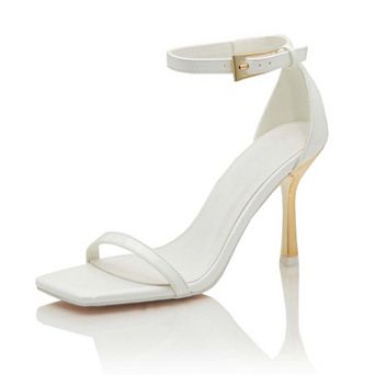 Ankle Strap Open Toe Stiletto Heel Sandal with Gold Heel Detail