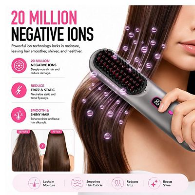 Cordless Ionic Hair Straightener Brush