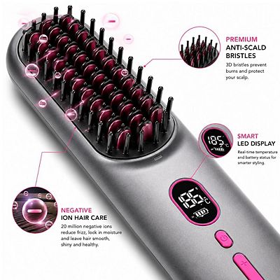 Cordless Ionic Hair Straightener Brush
