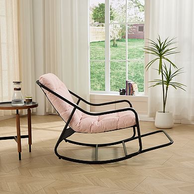 Adjustable Outdoor Rocking Chair with Soft Thick Cushion