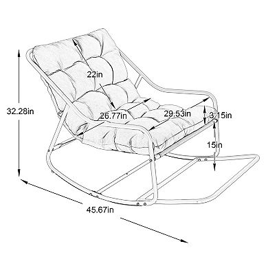Adjustable Outdoor Rocking Chair with Soft Thick Cushion