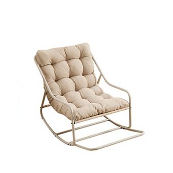 Adjustable Outdoor Rocking Chair with Soft Thick Cushion