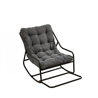 Adjustable Outdoor Rocking Chair with Soft Thick Cushion