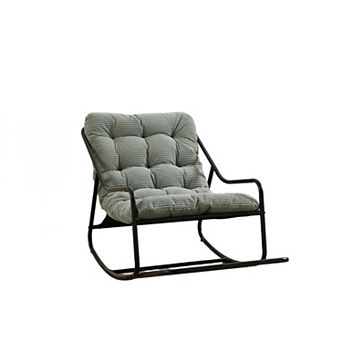 Adjustable Outdoor Rocking Chair with Soft Thick Cushion