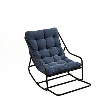 Adjustable Outdoor Rocking Chair with Soft Thick Cushion