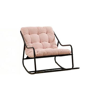 Adjustable Outdoor Rocking Chair with Soft Thick Cushion