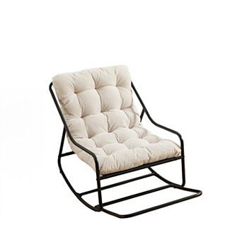 Adjustable Outdoor Rocking Chair with Soft Thick Cushion
