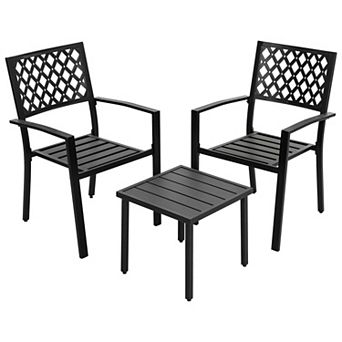 Nuu Garden 3 pc Patio Bistro Set with Stackable Chairs, Powder-Coated Frame
