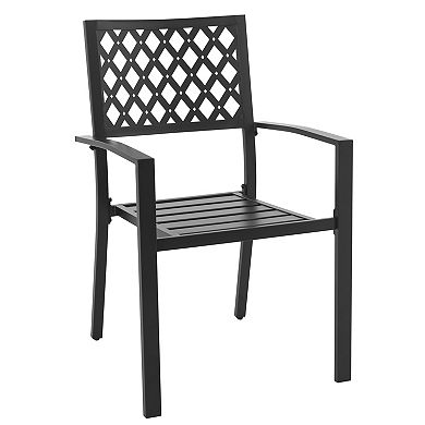 Nuu Garden 3PCS Patio Bistro Set with Stackable Chairs, Powder-Coated Frame