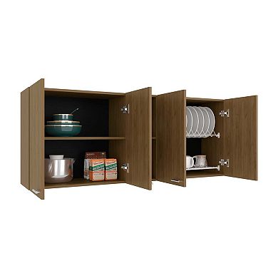 Portofino 150 Wall Cabinet, Double Door, Two External Shelves, Two Interior Shelves